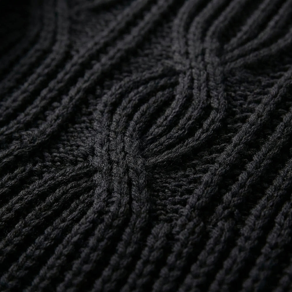 Texturra - Cable-Knit Mock Neck Pullover Sweater