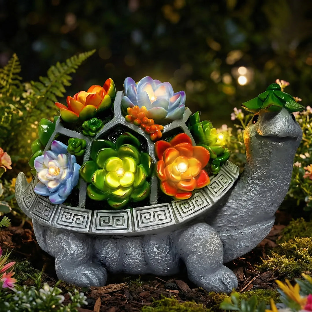 Tortuvia - Solar-Powered Turtle Garden Statue Light