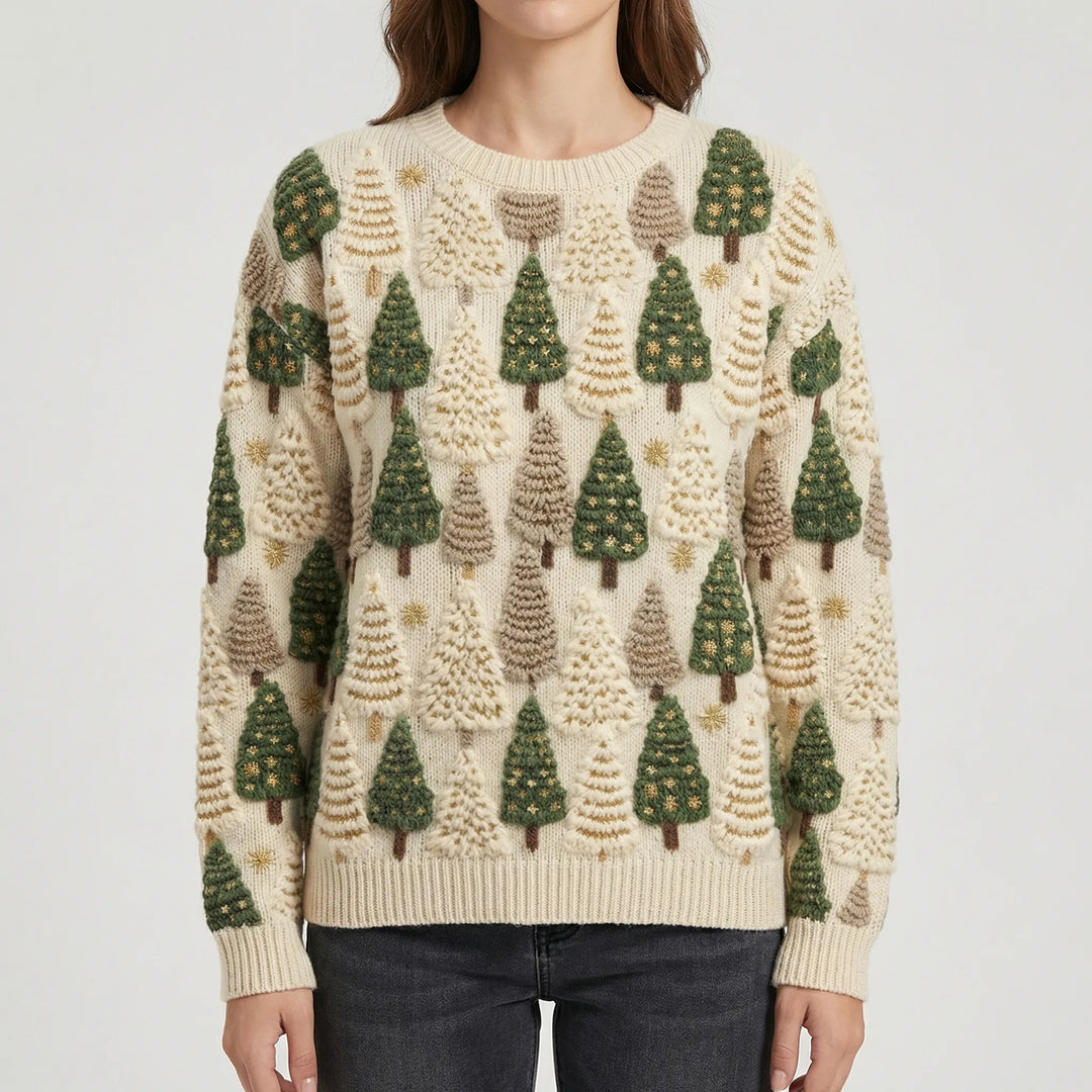 Treevara - Tree Motif Knit Pullover Sweater