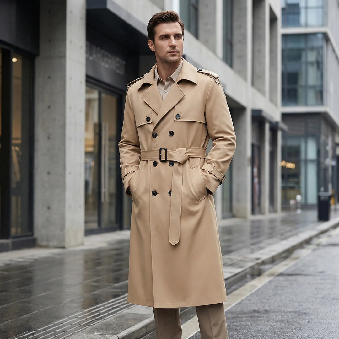 Trencova - Over-The-Knee Belted Trench Coat