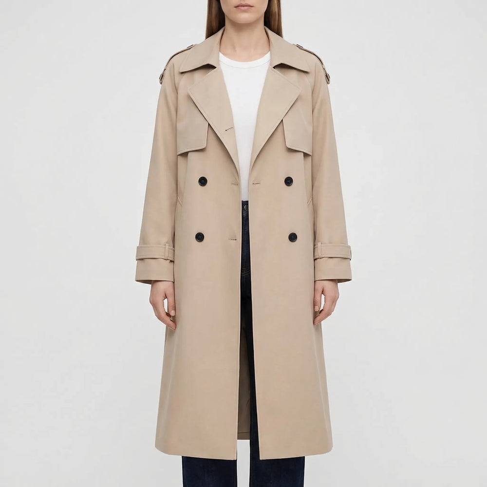 Trenvelle - Double-Breasted Long Trench Coat