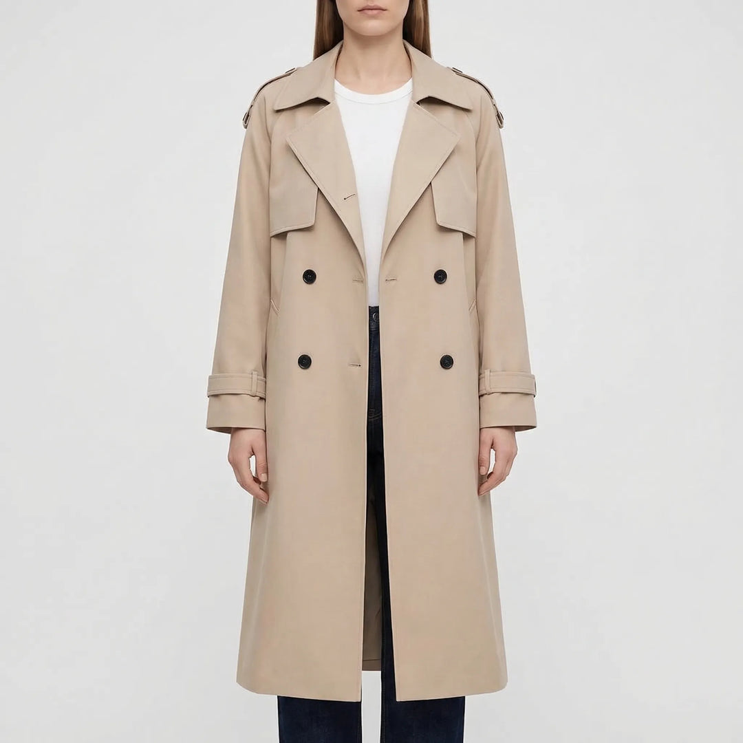 Trenvelle - Double-Breasted Long Trench Coat
