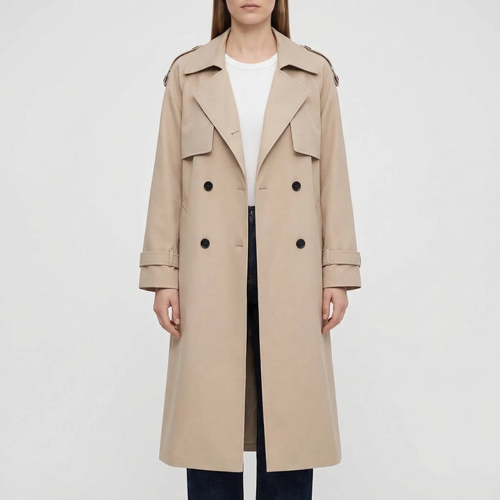 Trenvelle - Double-Breasted Long Trench Coat