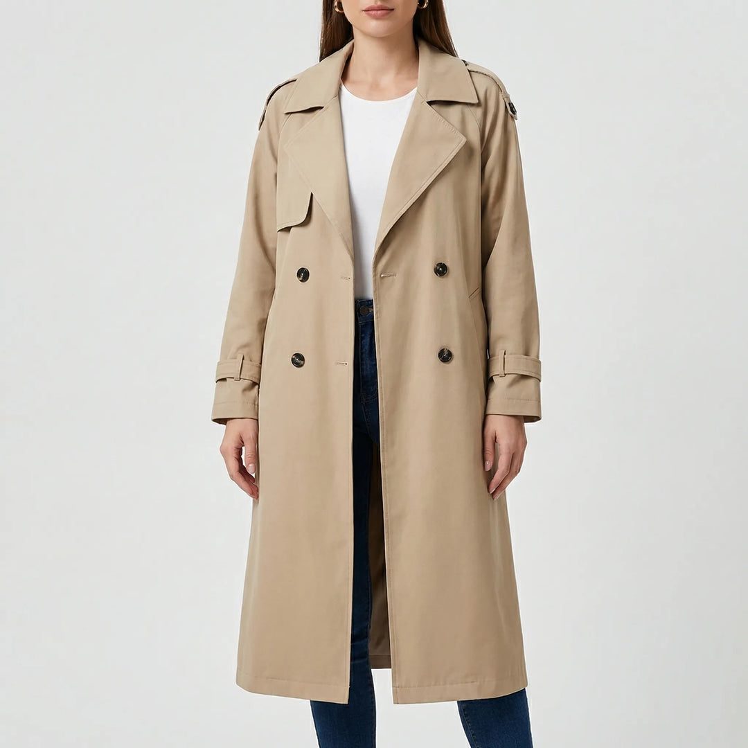 Trenvelle - Double-Breasted Long Trench Coat