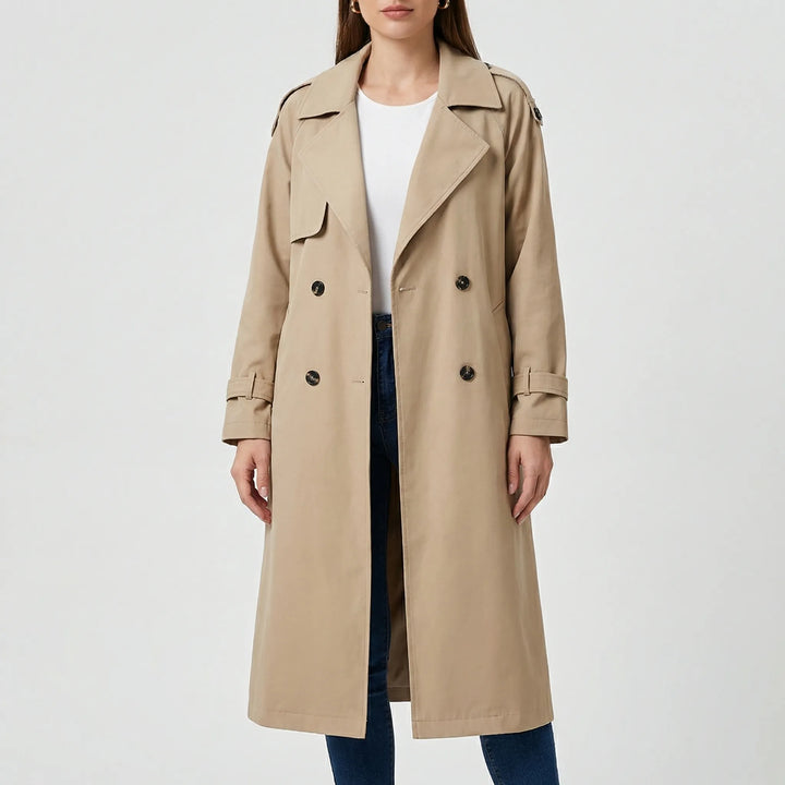 Trenvelle - Double-Breasted Long Trench Coat