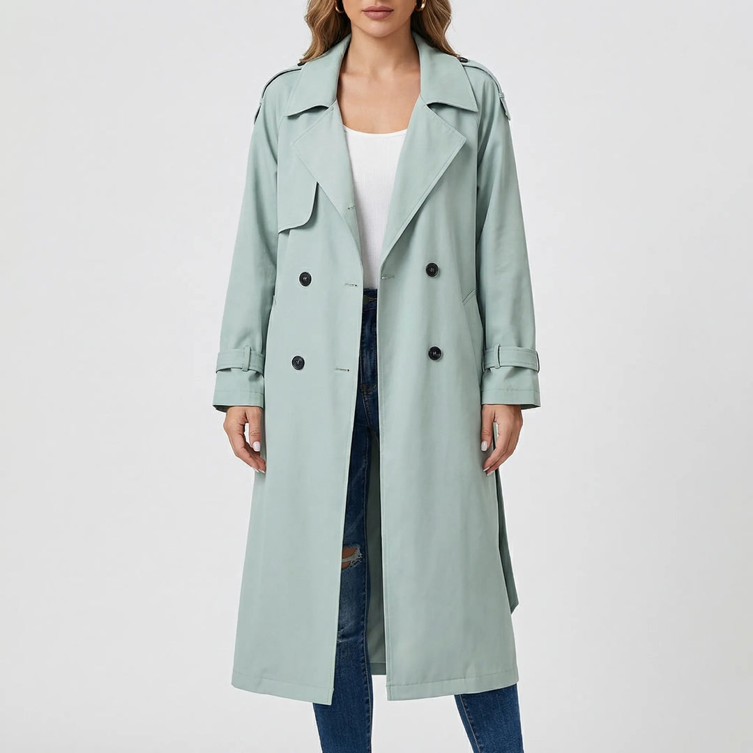 Trenvelle - Double-Breasted Long Trench Coat