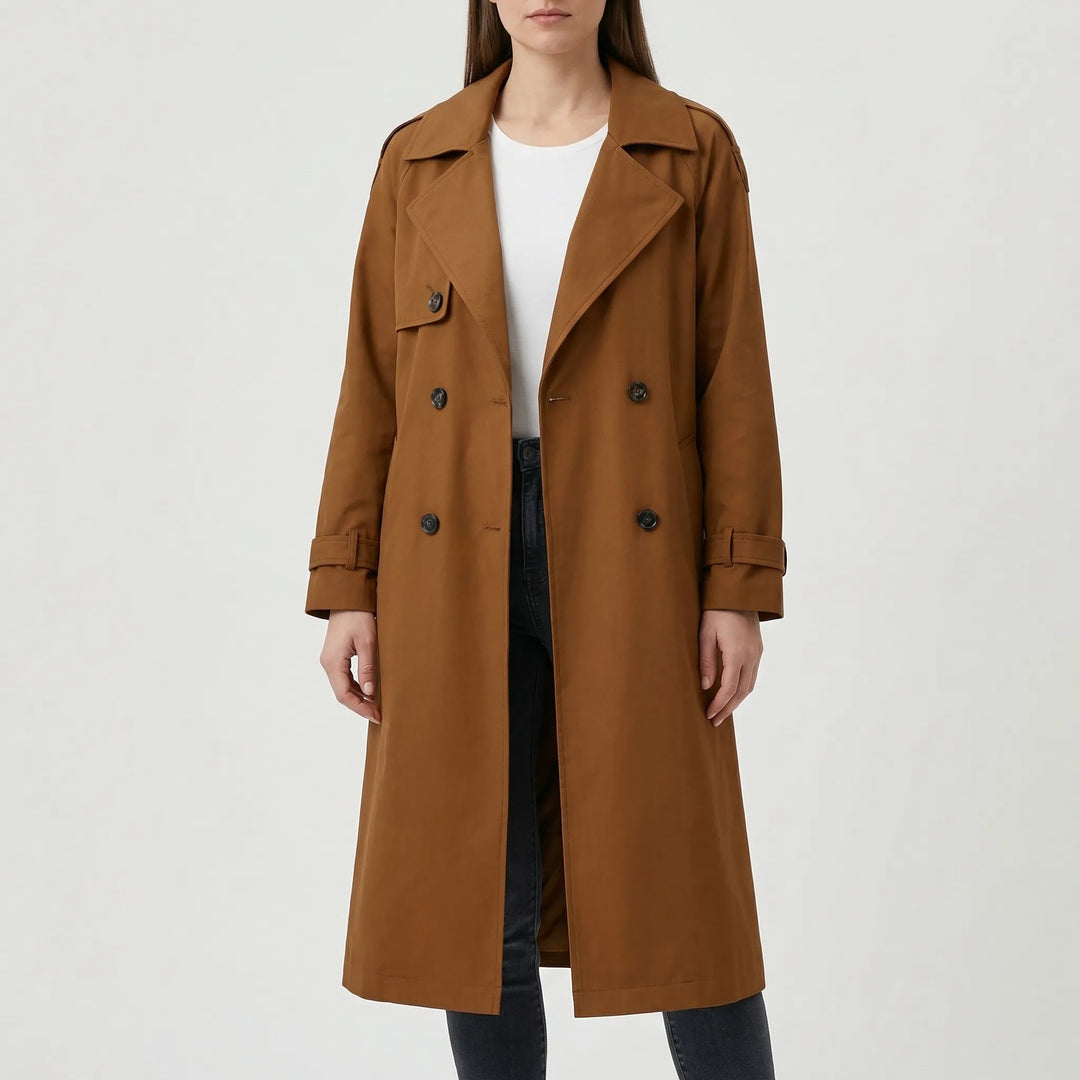 Trenvelle - Double-Breasted Long Trench Coat