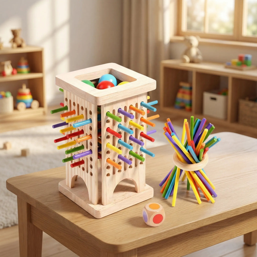 Trixalo - 3-In-1 Wooden Tower Game Set