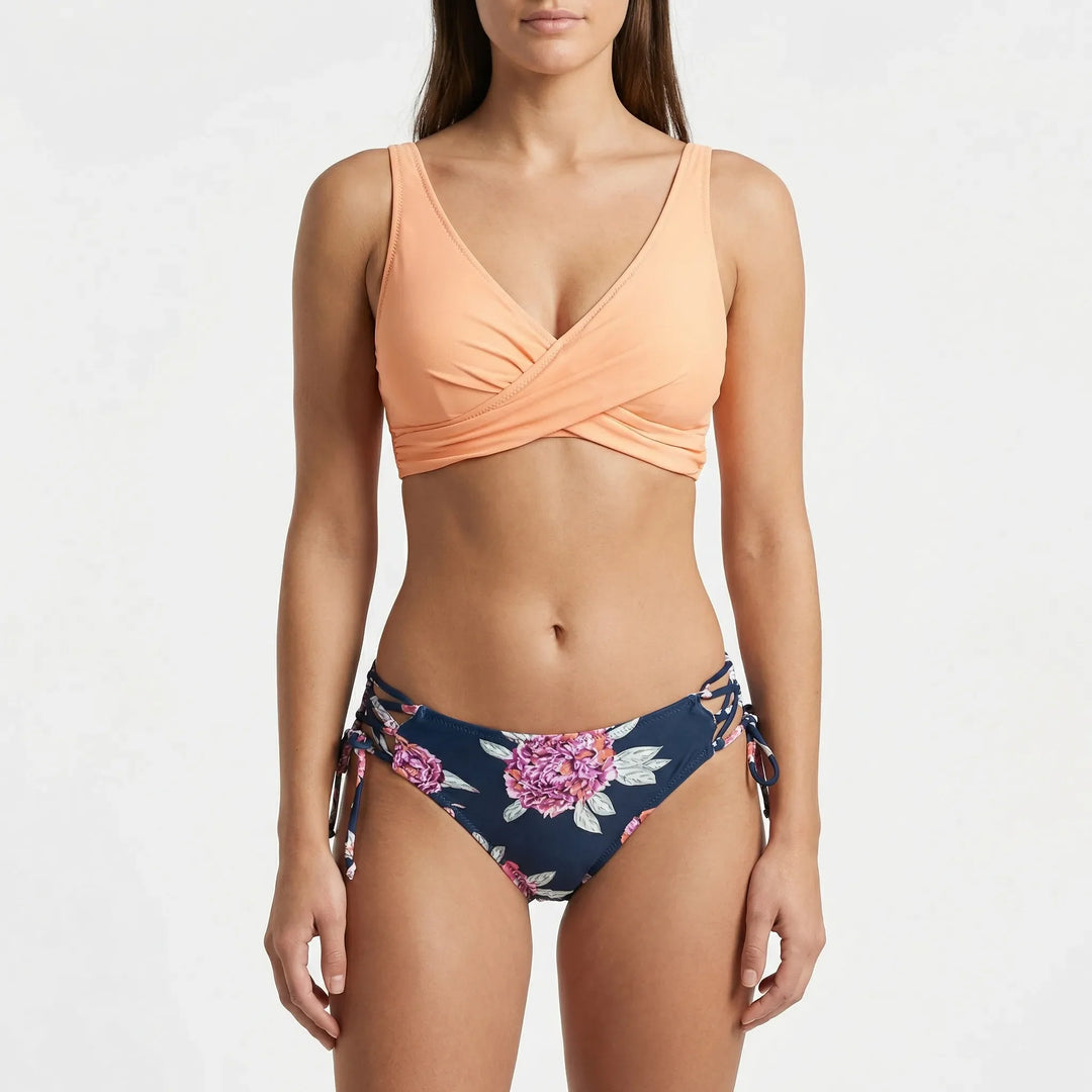 Tropiva - Wrap-Top Floral Two-Piece Bikini Set