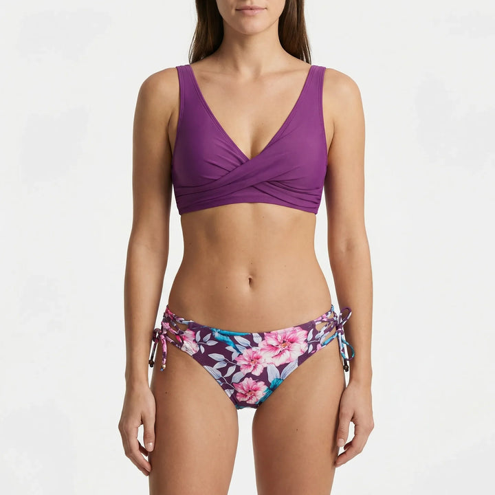 Tropiva - Wrap-Top Floral Two-Piece Bikini Set