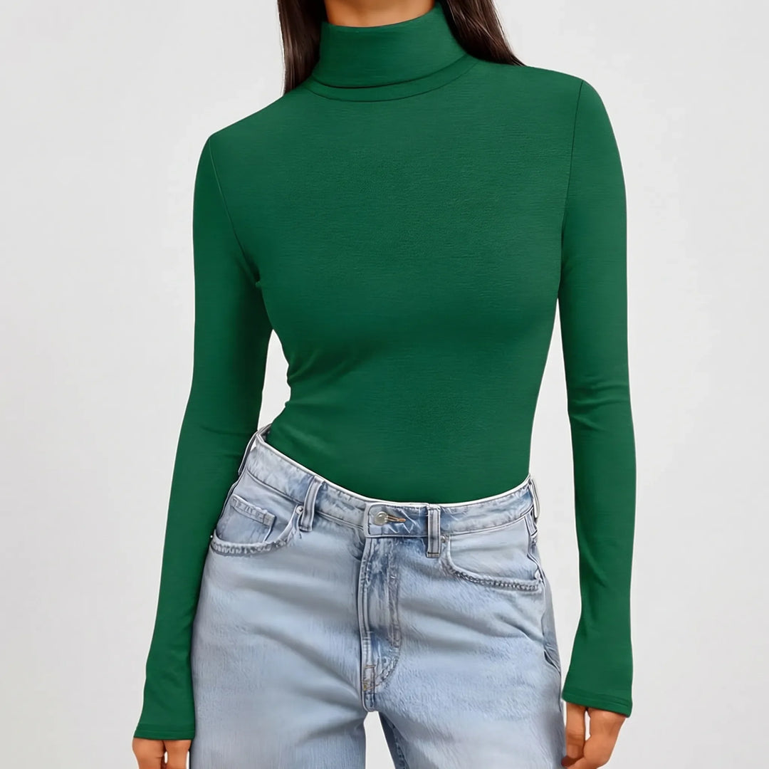 Turtova - Close-Fitting Turtleneck Long Sleeve Top