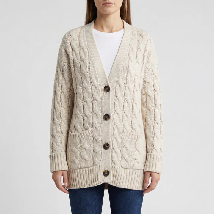 Twistelle - Cable Knit Button-Front Cardigan