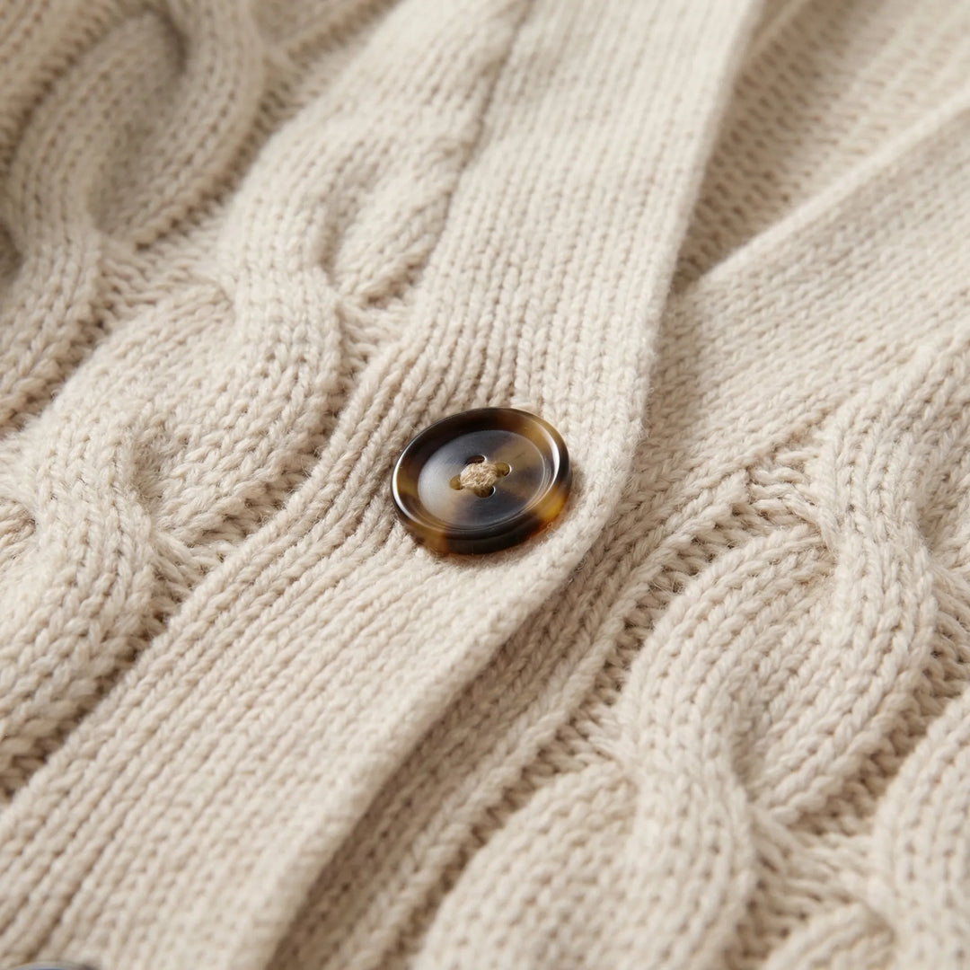 Twistelle - Cable Knit Button-Front Cardigan