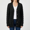 Kabelstickad Knapp-Front Cardigan för Kvinnor
