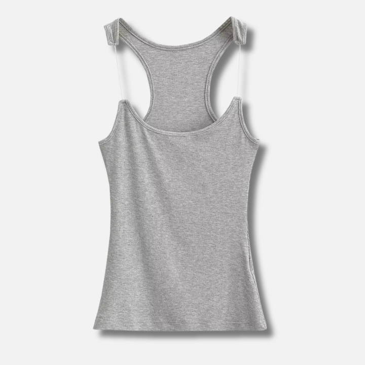 Osynlig Rem Ribbad Tank Top för Kvinnor