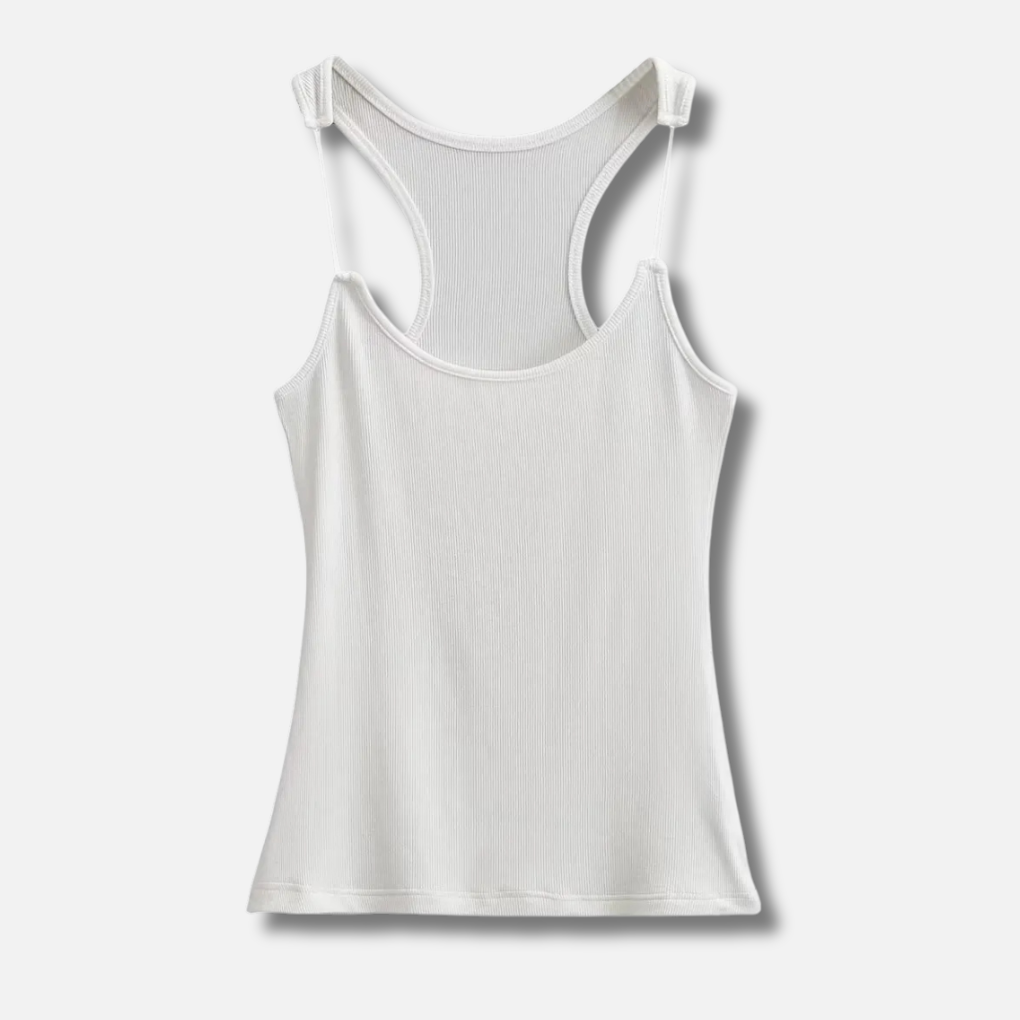 Osynlig Rem Ribbad Tank Top för Kvinnor