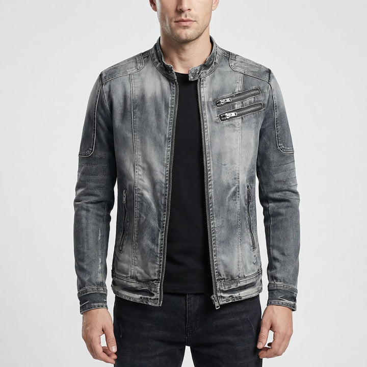 Vantrik - Vintage-Inspired Biker Denim Jacket