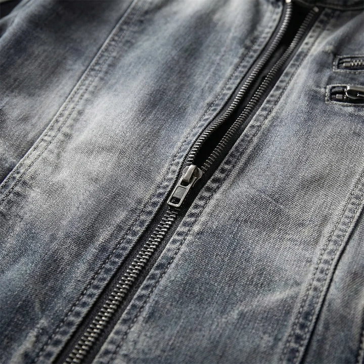 Vantrik - Vintage-Inspired Biker Denim Jacket