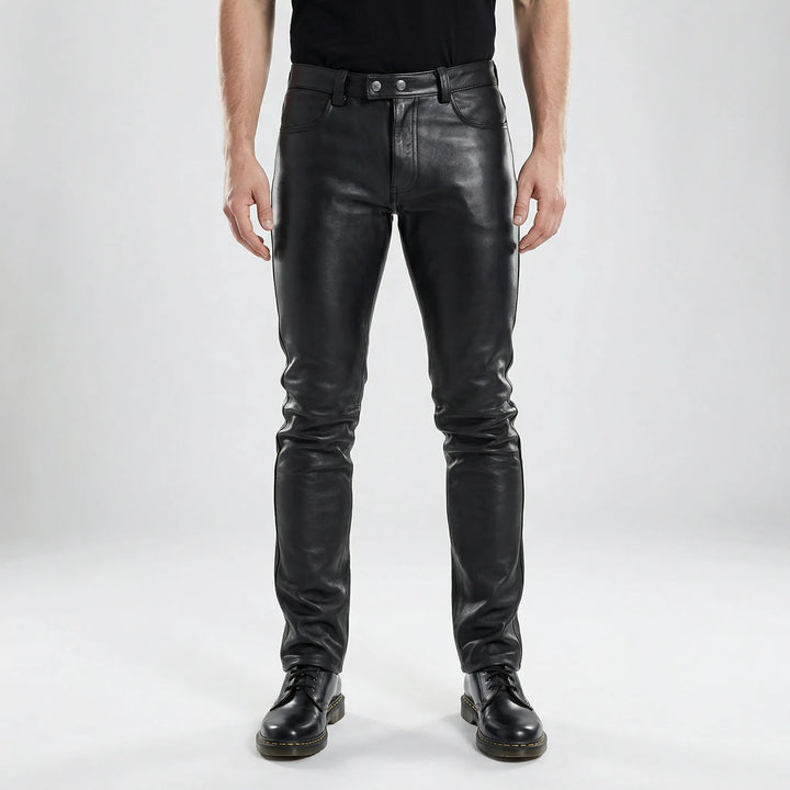 Veckro - Slim-Fit Faux Leather Men's Pants