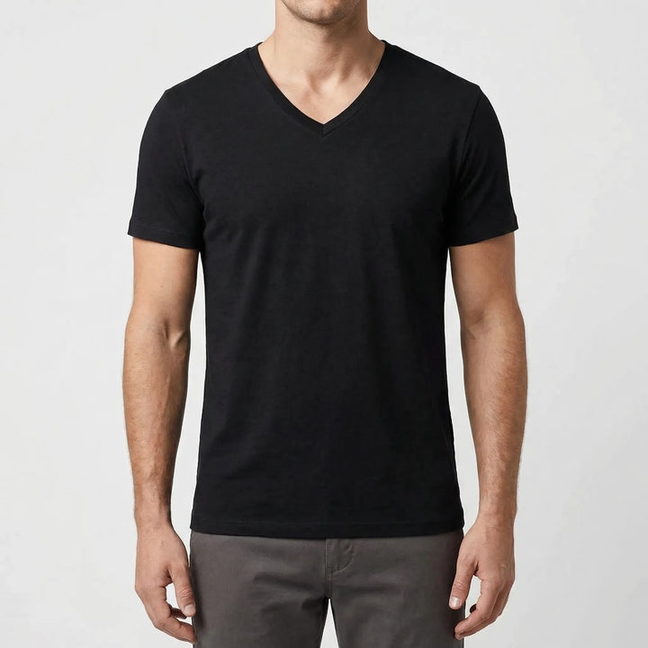 Veclaro - Classic V-Neck Short Sleeve Tee