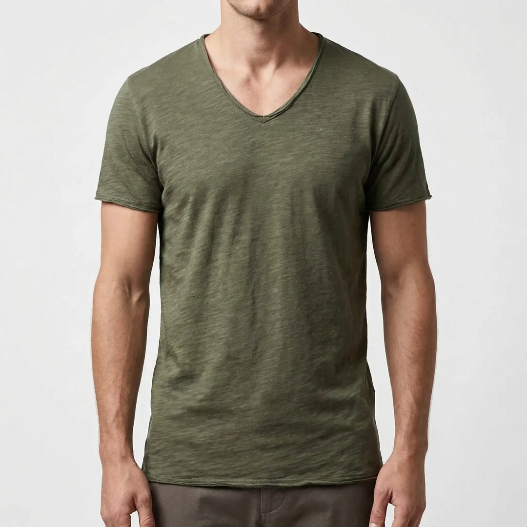Veclaro - Classic V-Neck Short Sleeve Tee