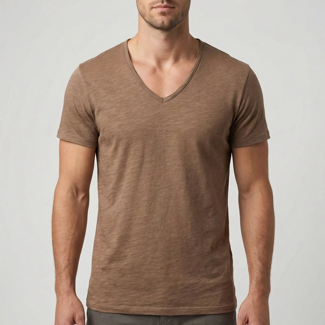Veclaro - Classic V-Neck Short Sleeve Tee