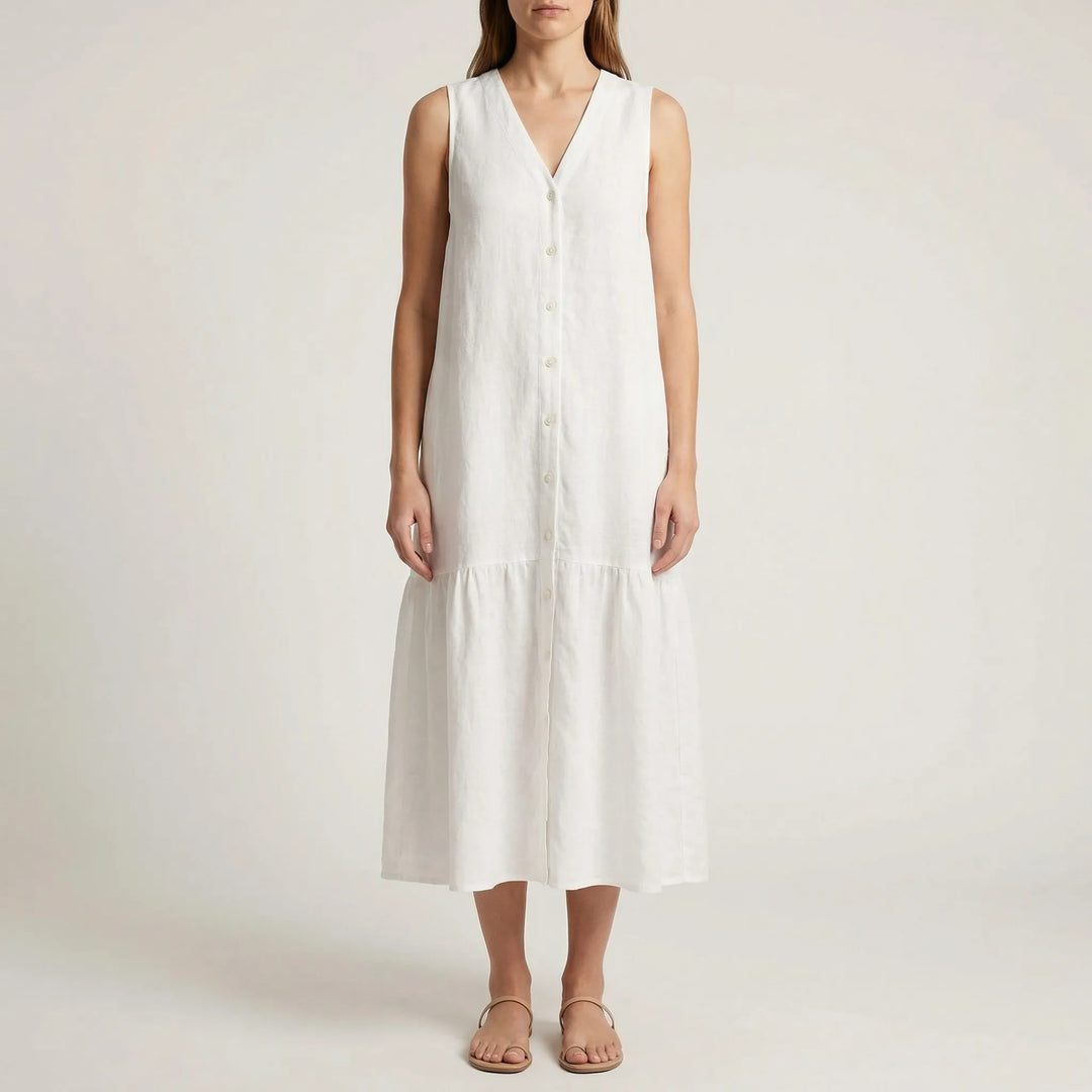 Velanthi - Sleeveless V-Neck Midi Dress