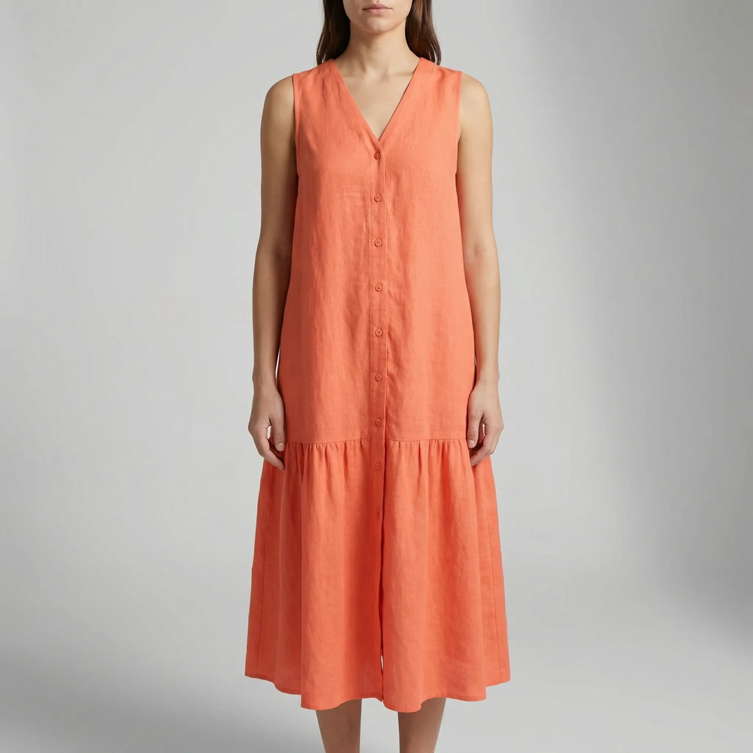 Velanthi - Sleeveless V-Neck Midi Dress