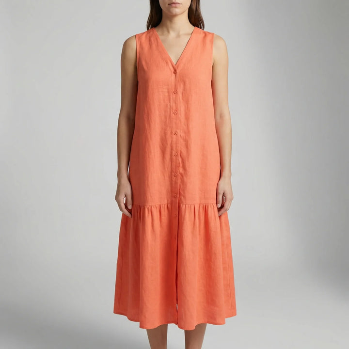 Velanthi - Sleeveless V-Neck Midi Dress
