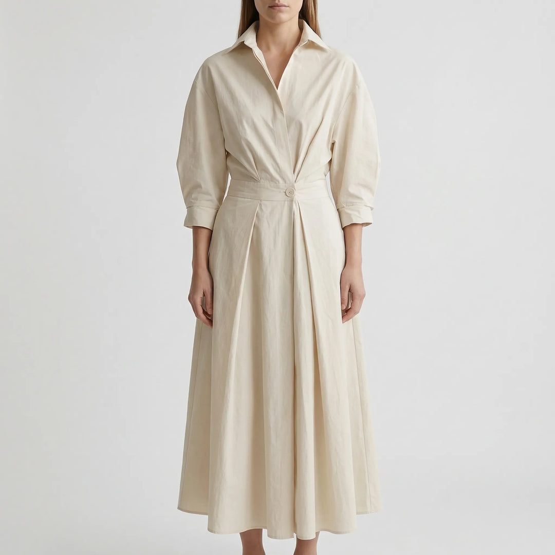 Velarette - Ankle-Length Button-Front Shirt Dress