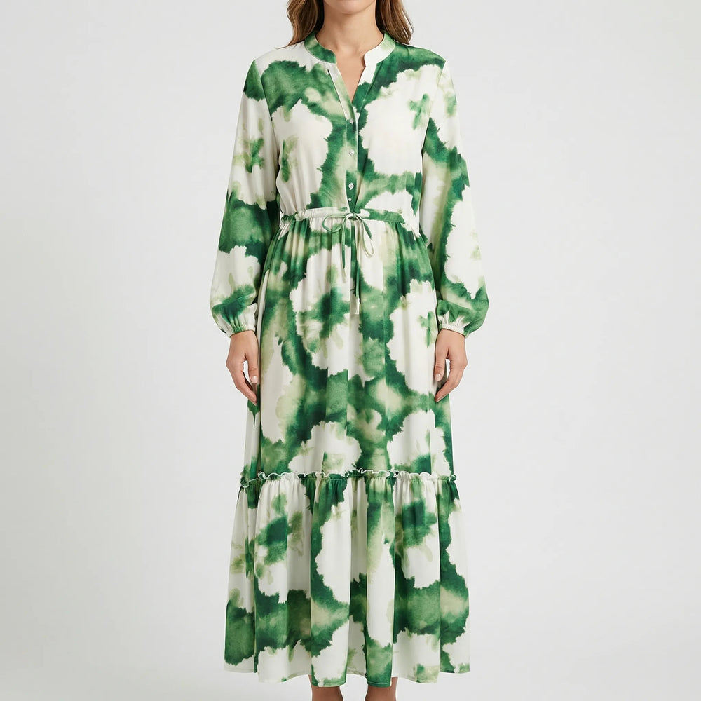Veldara - Long-Sleeve V-Neck Maxi Dress
