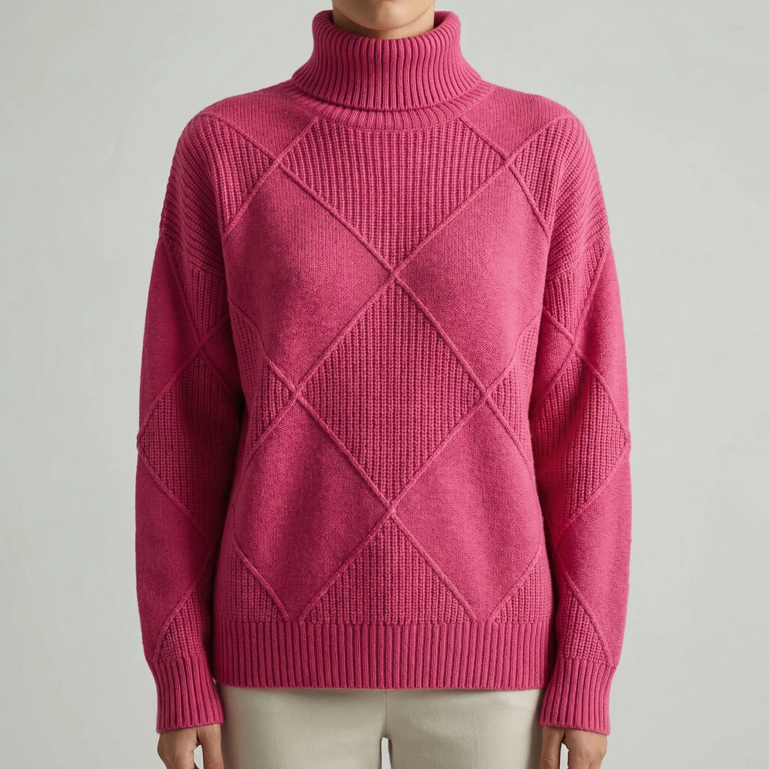 Veldrex - Turtleneck Diamond-Knit Pullover Sweater