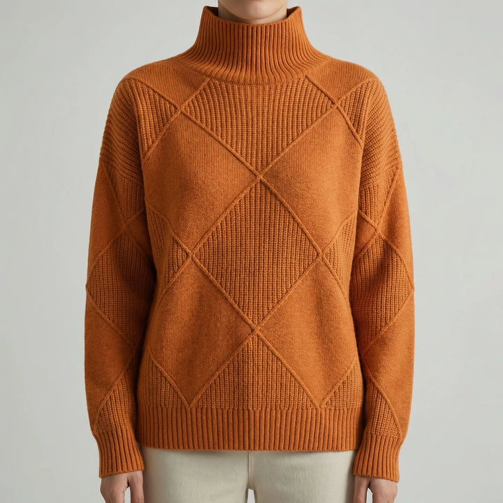 Veldrex - Turtleneck Diamond-Knit Pullover Sweater