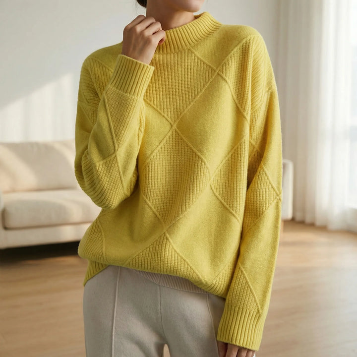 Veldrex - Turtleneck Diamond-Knit Pullover Sweater