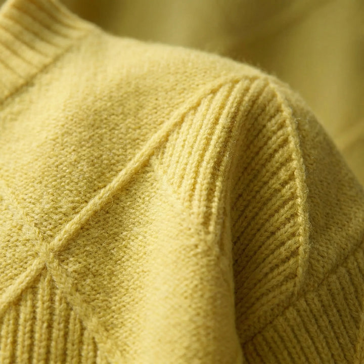 Veldrex - Turtleneck Diamond-Knit Pullover Sweater