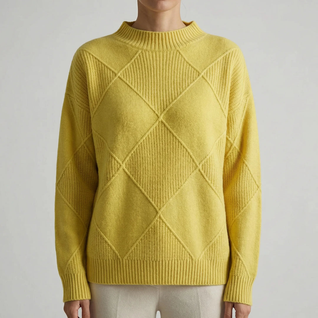 Veldrex - Turtleneck Diamond-Knit Pullover Sweater