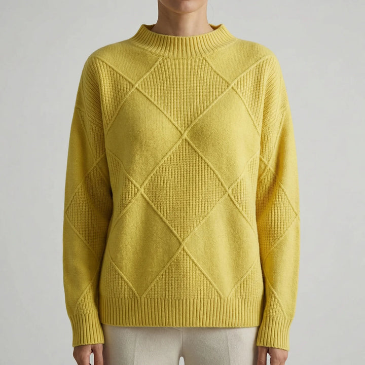 Veldrex - Turtleneck Diamond-Knit Pullover Sweater