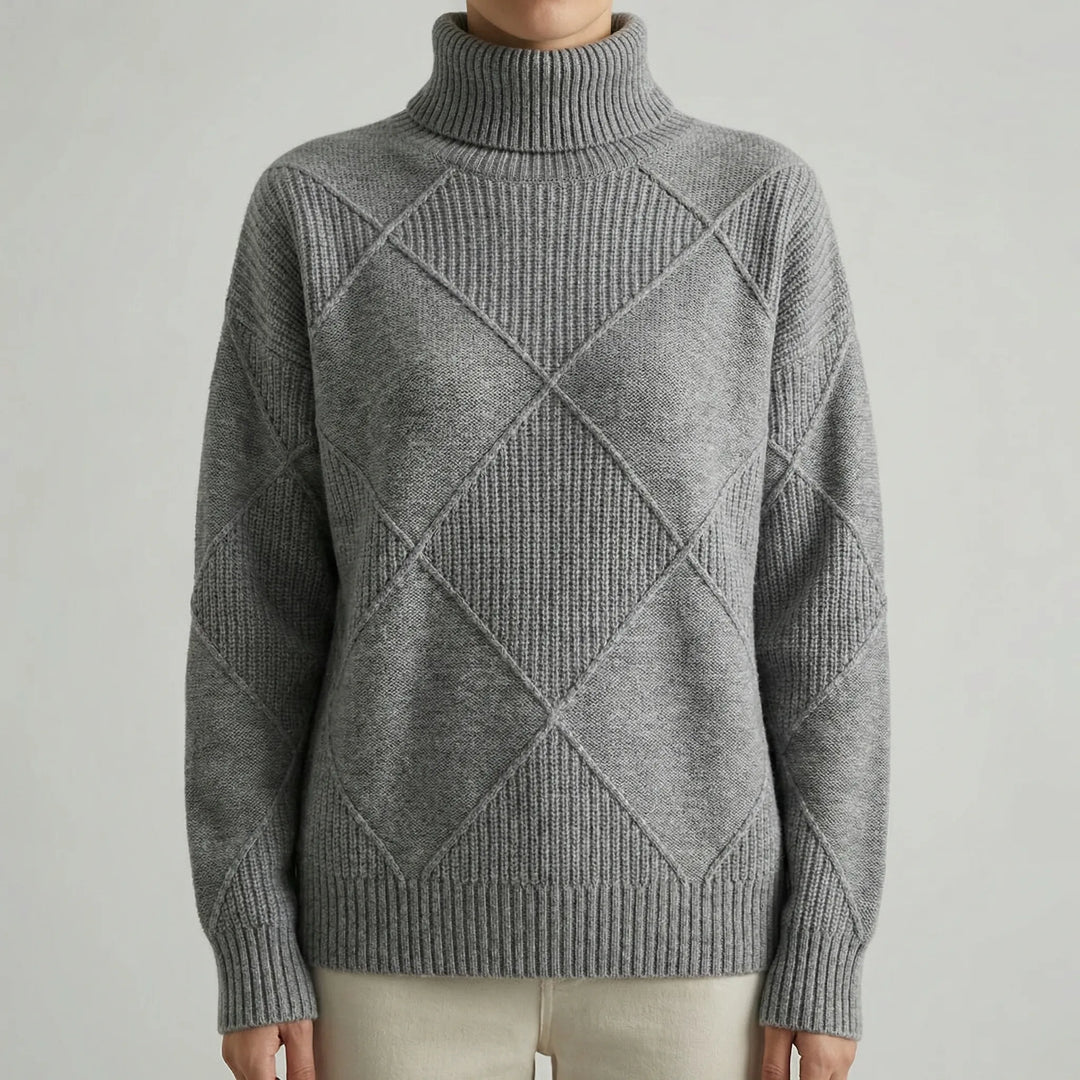 Veldrex - Turtleneck Diamond-Knit Pullover Sweater