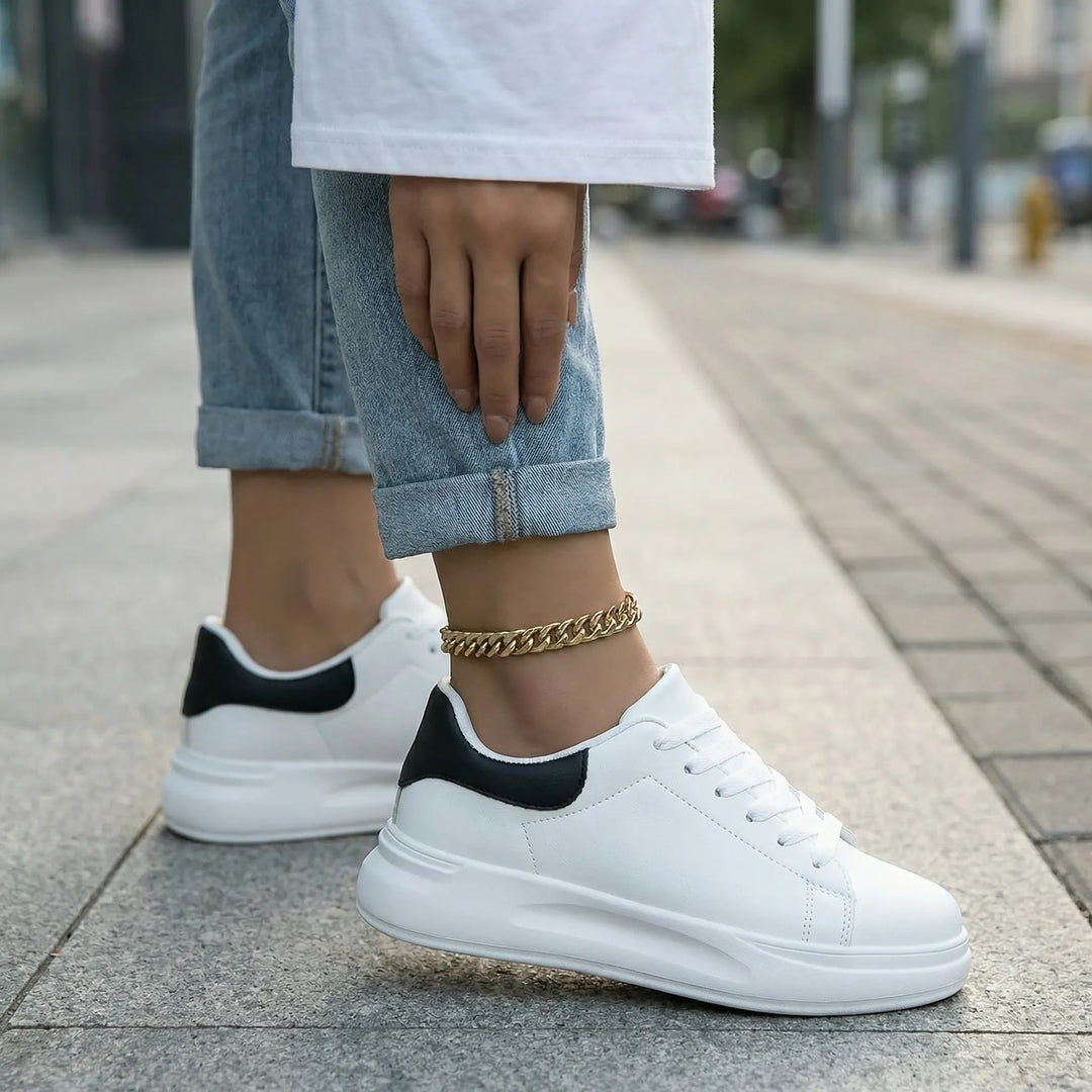 Velnora - Minimalist White Lace-Up Sneaker