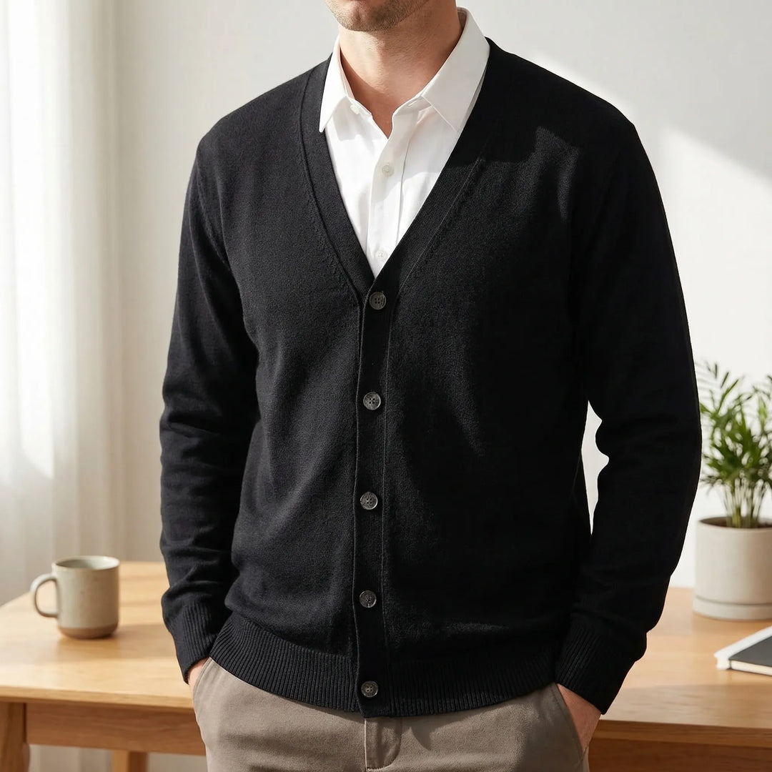 Velnox - V-Neck Button-Front Men's Cardigan