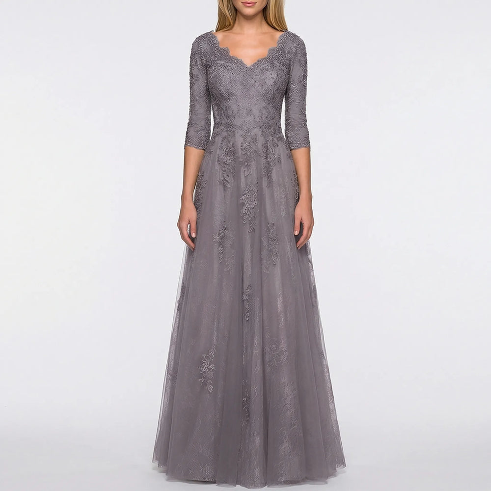 Veloryne - Floral Appliqué A-Line Formal Gown