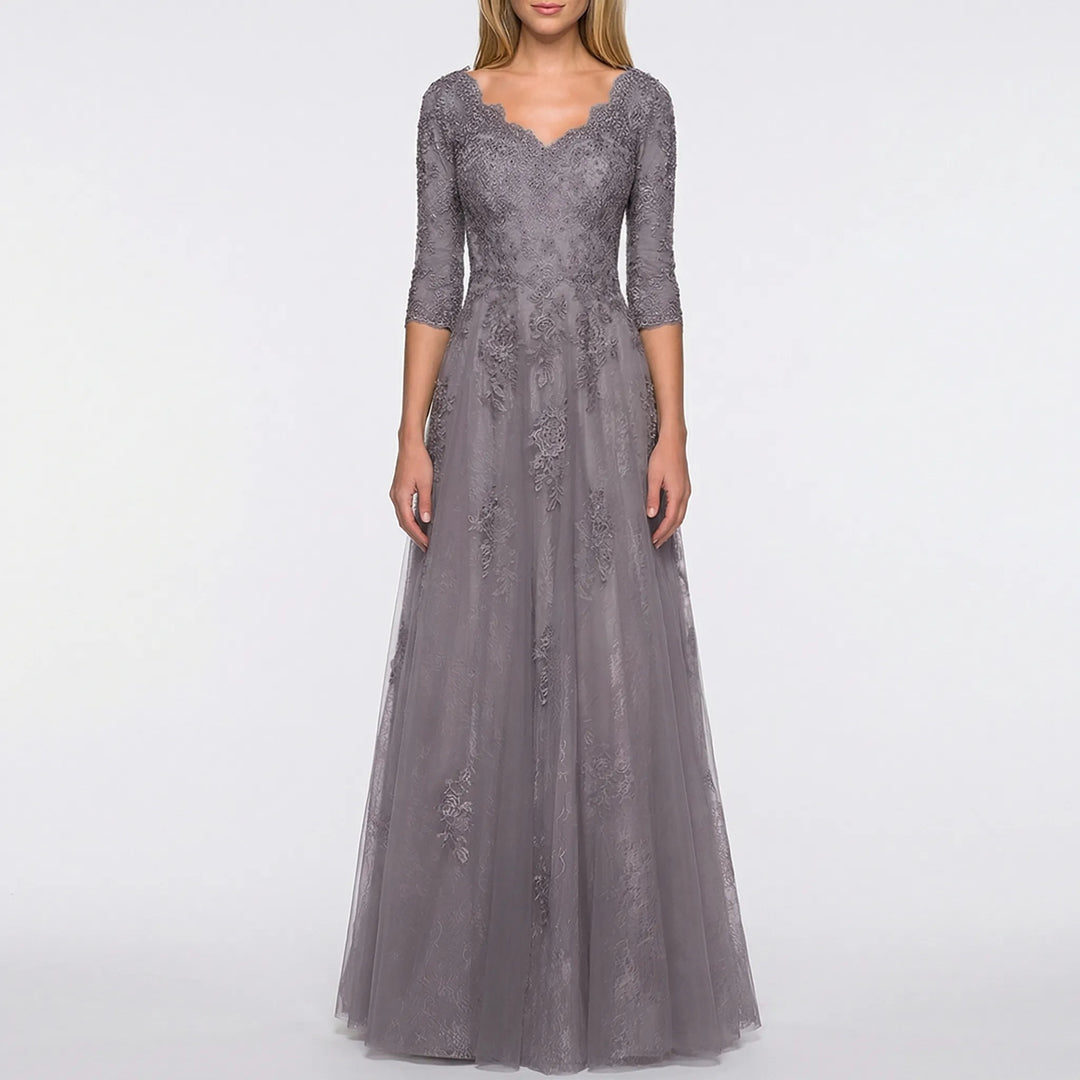 Veloryne - Floral Appliqué A-Line Formal Gown