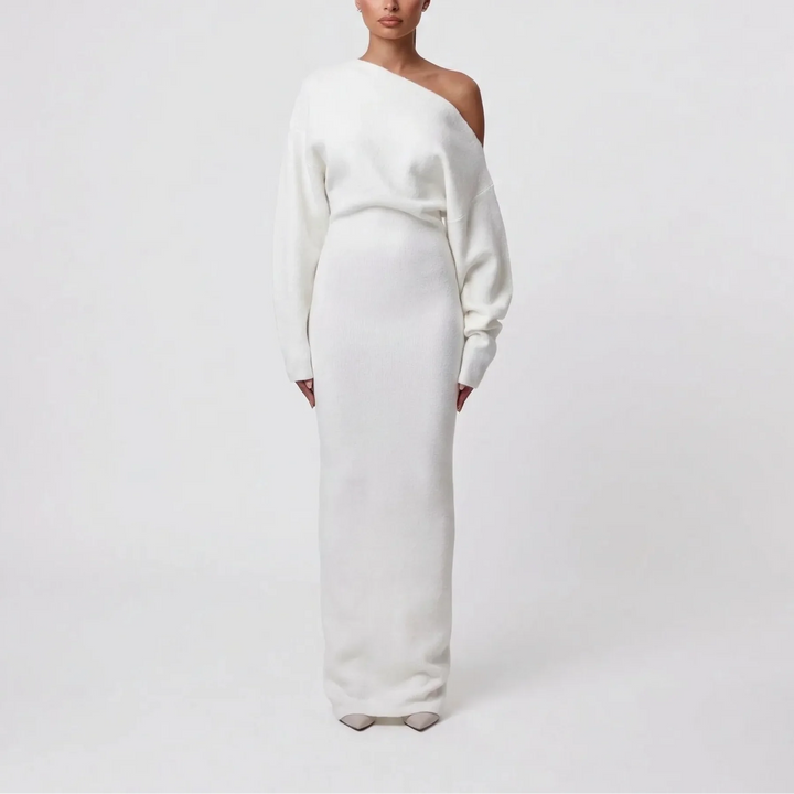 Veloura - Off-Shoulder Long Knit Dress