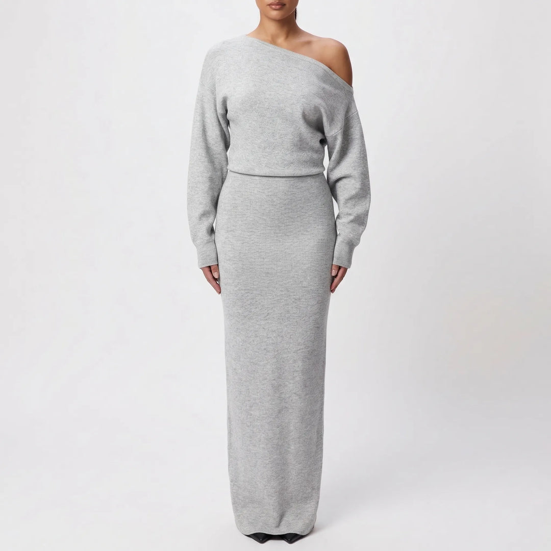 Veloura - Off-Shoulder Long Knit Dress