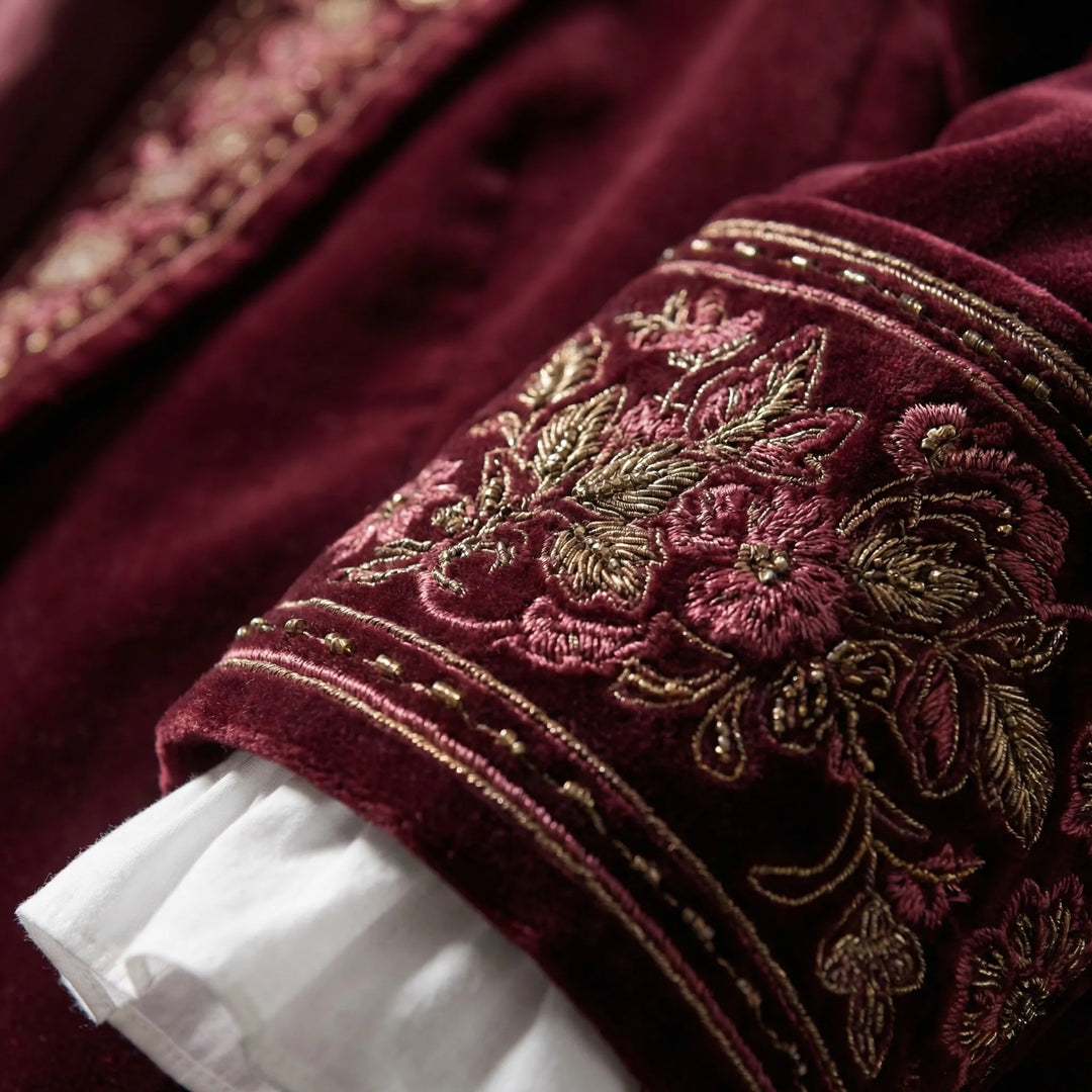Velourna - Longline Embroidered Blazer Jacket