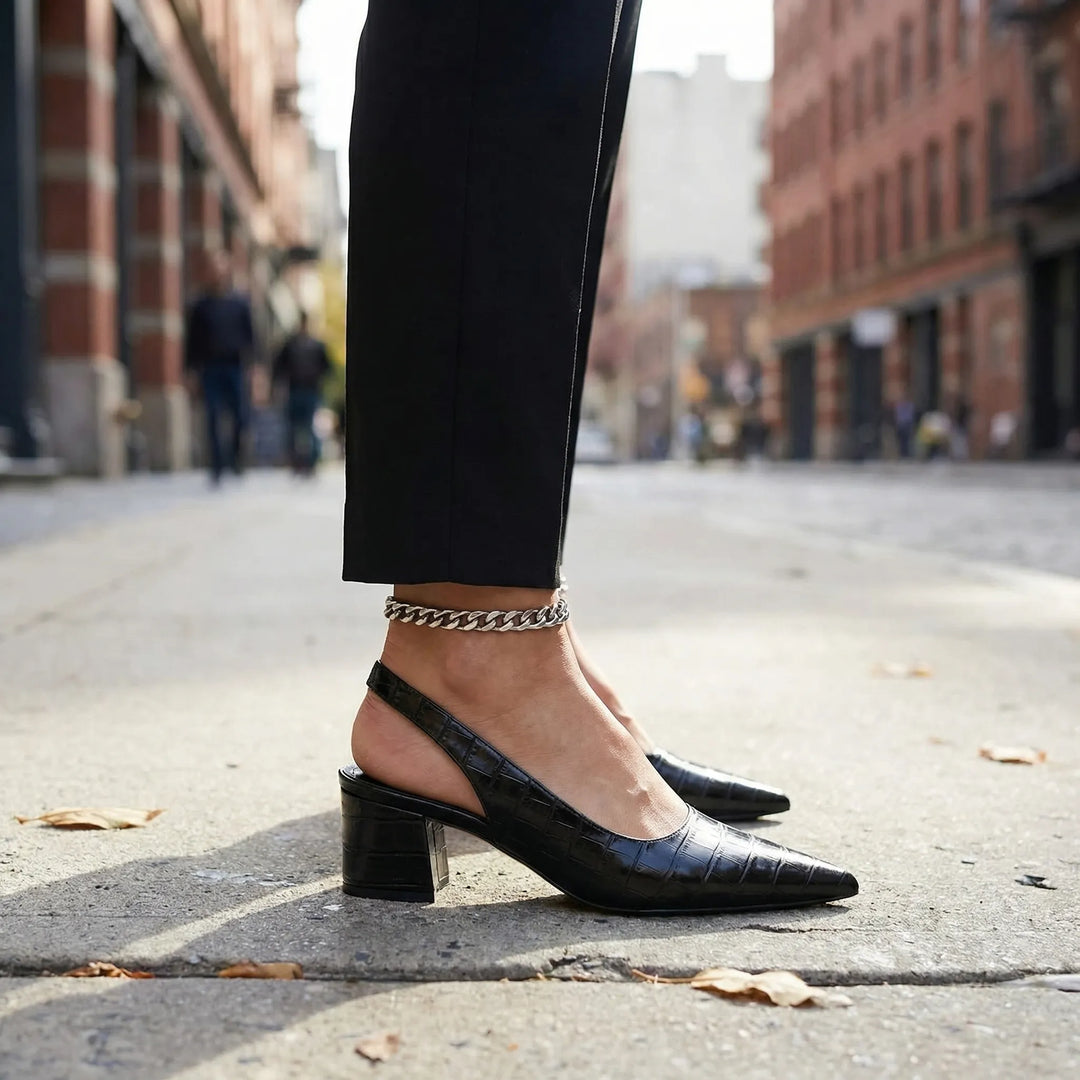 Velstara - Pointed-Toe Slingback Mid-Heel Sandal