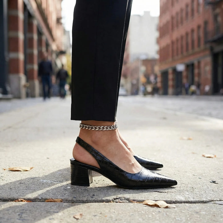 Velstara - Pointed-Toe Slingback Mid-Heel Sandal