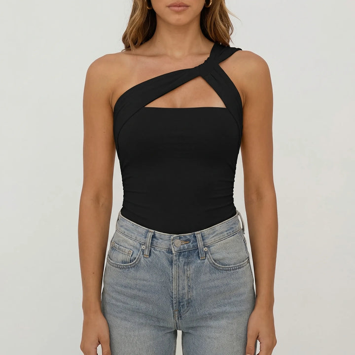 Veltara - Asymmetrical One-Shoulder Fitted Bodysuit