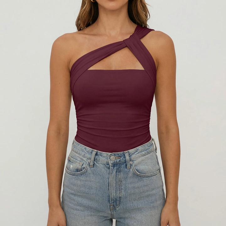 Veltara - Asymmetrical One-Shoulder Fitted Bodysuit