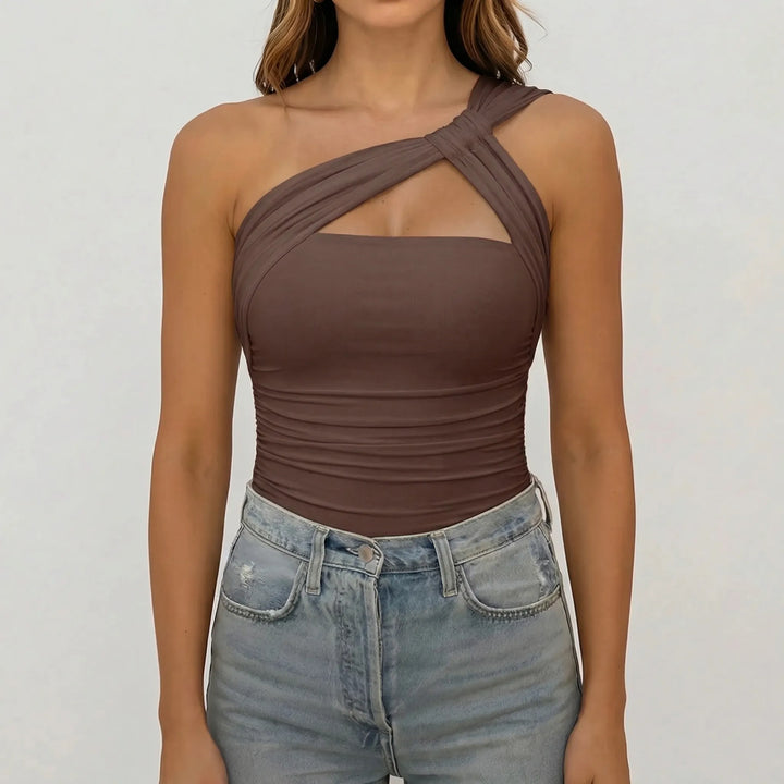 Veltara - Asymmetrical One-Shoulder Fitted Bodysuit